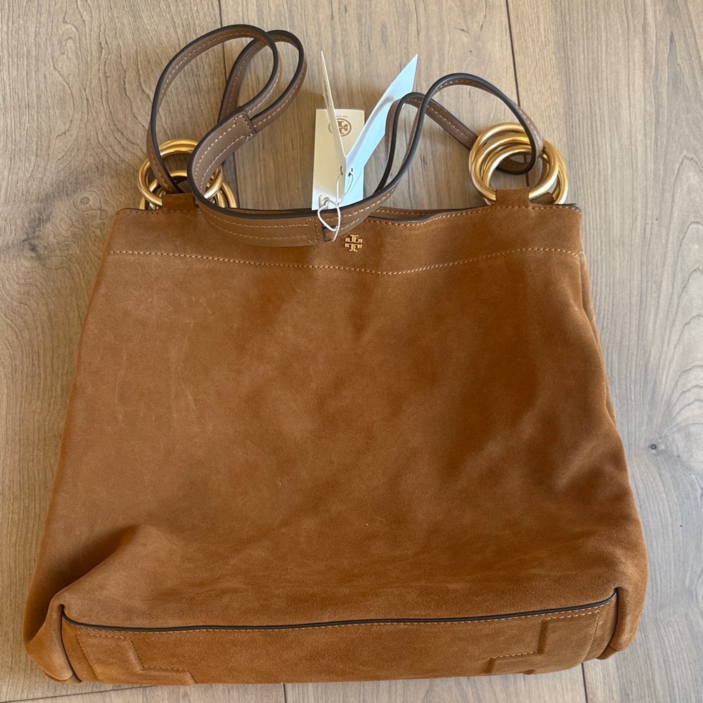 Tory Burch Farrah Brown Suede Tote Bag